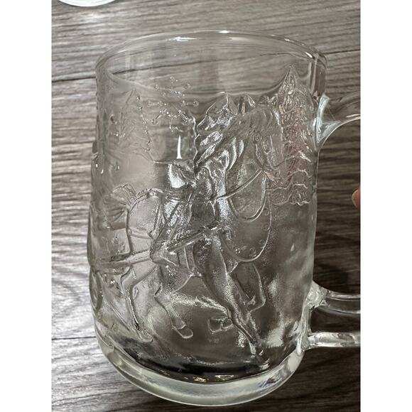 Luminarc USA Heavy Clear 3D Glass House Christmas Mugs 10 oz Set of 4 Vtg 80's - Picture 5 of 15